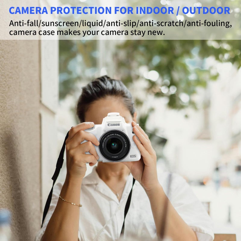 Easy Hood Camera Case for Canon EOS M50/M50 Mark II Digital Camera, Anti-Scratch Soft Silicone Case Cover Housing Protective Cover Protector Camera Body Skin Case (White) - Image 5